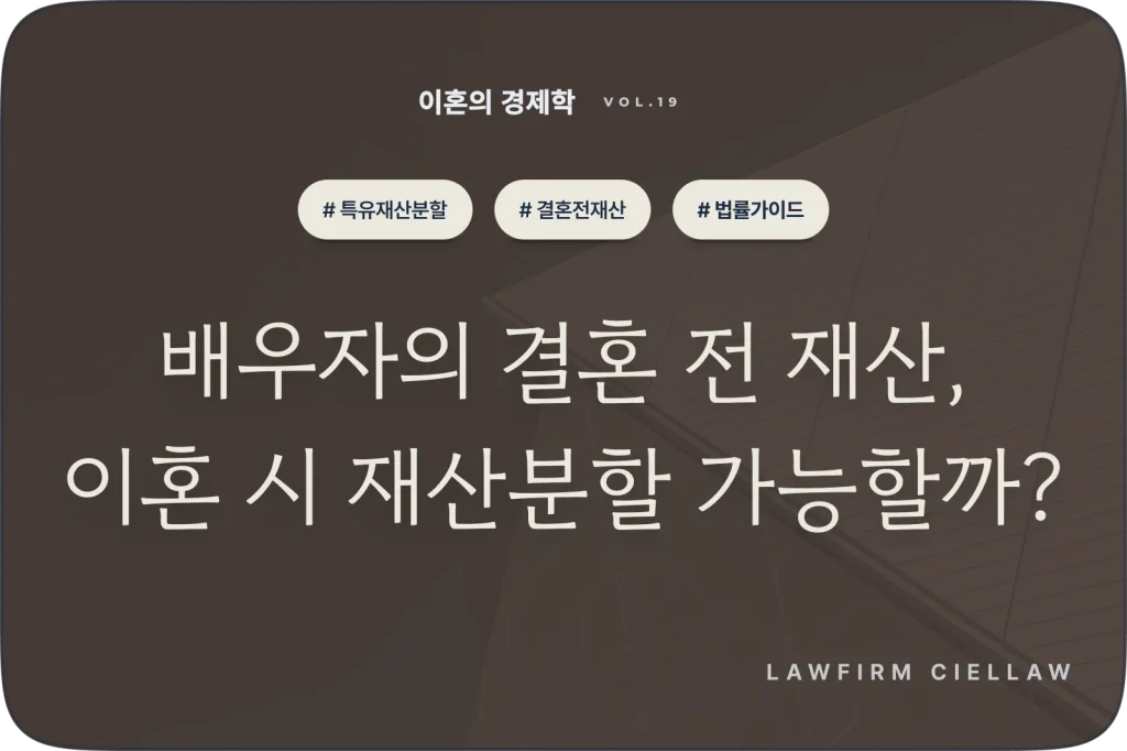 포항 이혼 전문 변호사가 설명하는 배우자의 결혼 전 특유재산 재산분할 가능 여부 및 법리적 쟁점 썸네일